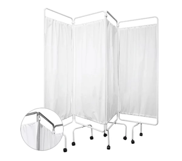 Four Fold Privacy Screens with Polyester Curtains