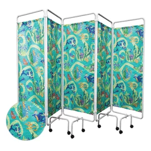 Five Fold Privacy Screens with Children’s Seascape Pattern Curtains